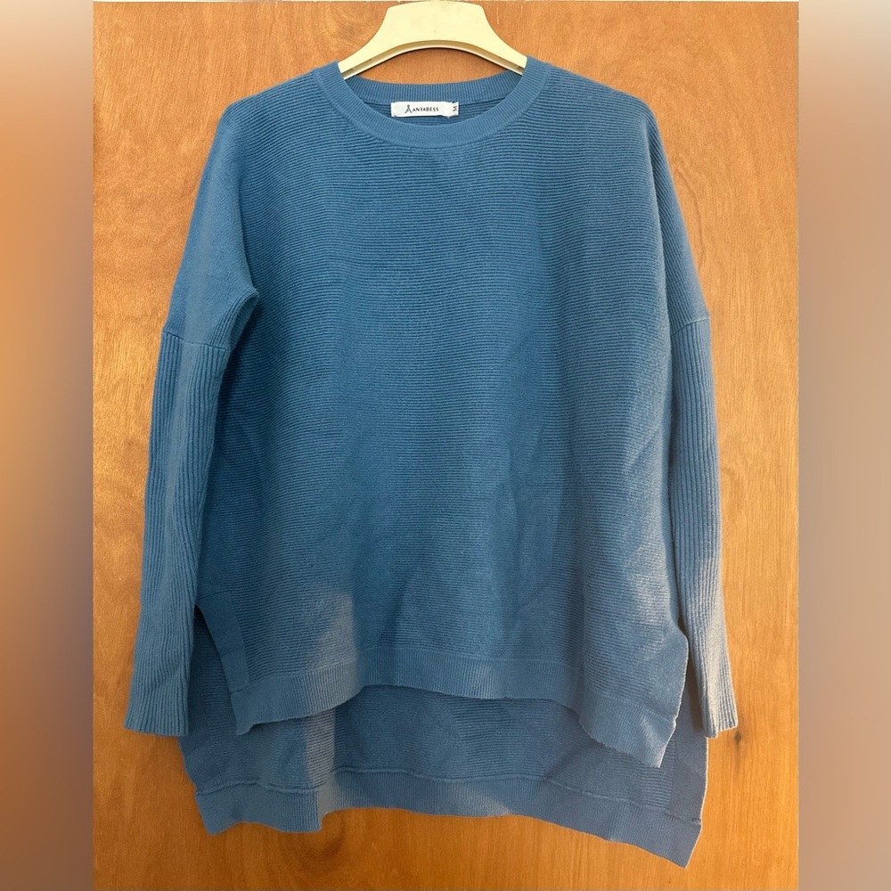 Anrabess women’s  blue ribbed oversized sweater oversized medium